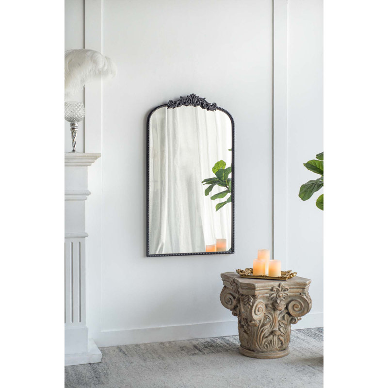 Miroir mural classique avec cadre d'inspiration baroque, 41,7 po x 24 po, Noir, noir, noir, noir