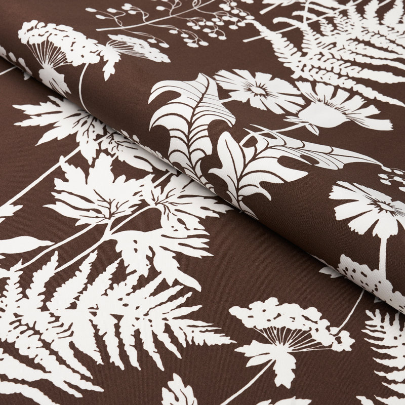 Tissu intérieur / extérieur floral printanier, Brun