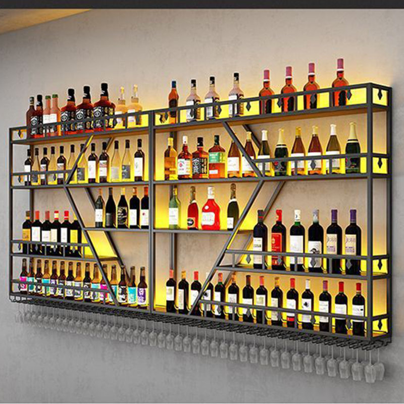 Luxury Iron Wine Rack, Black, 47.2" H x 98.4" W x 7.8" D