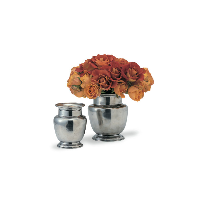 Silver Metal Table Vase, 6.6"  x 4"  x 4" 