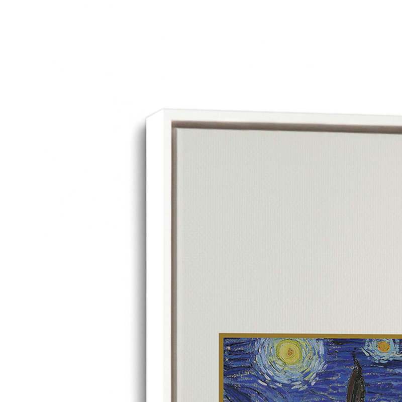 Van Gogh's The Starry Night v3, H 36,75 po x l 24,75 po x P 1,75 po, Cadre flottant blanc opaque