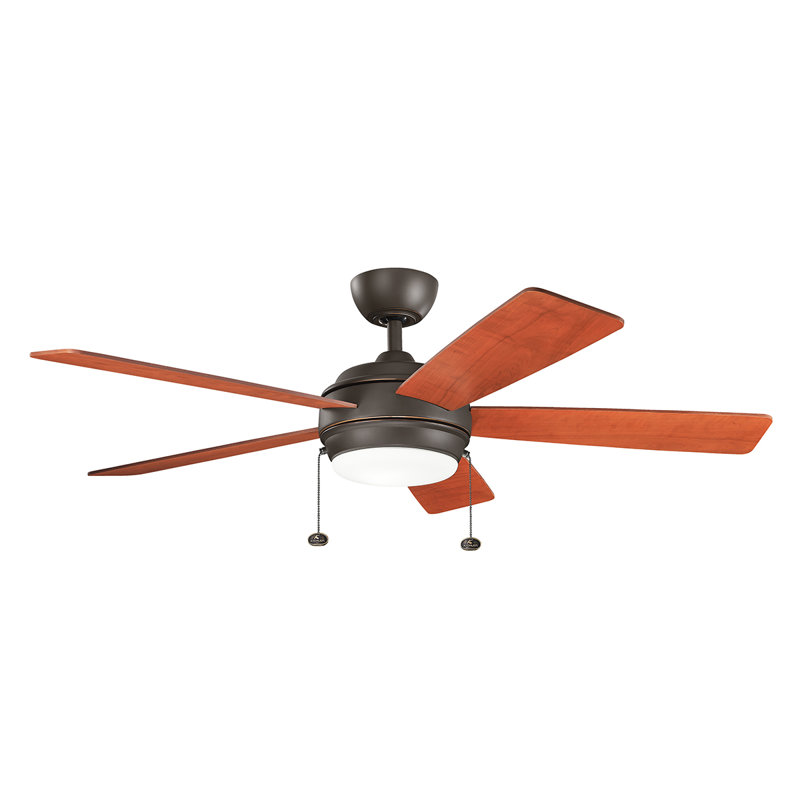 Starkk 52'' Ceiling Fan with LED Lights, Olde Bronze with Walnut Blades