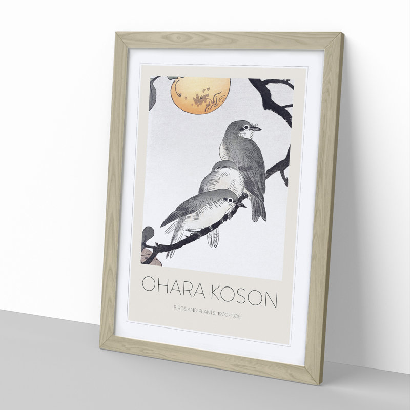 Birds and Plants by Ohara Koson - Picture Frame Art Prints, 65cm H x 48cm W x 2cm D, Oak