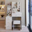 Petit meuble-lavabo de 29,2 po avec tabouret de chevet gauche + tabouret rembourré, très grand miroir coulissant à droite, rangement multicouche à grande capacité, commode pratique à la mode, certificat EPA, GCC, UL-603229461