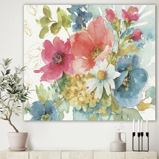 Framed Canvas Art (White Floating Frame) - Fridas Flower Fancy Pattern II by Kristy Rice ( Floral & Botanical > Flowers art) - 18x18 in