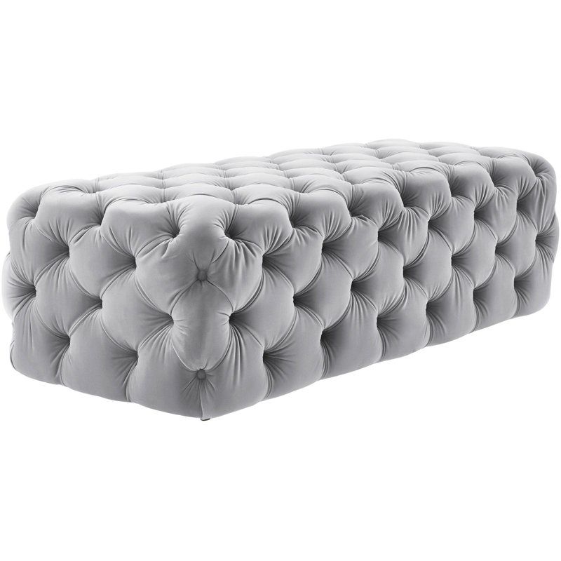 Banc avec revêtement, Velours gris clair