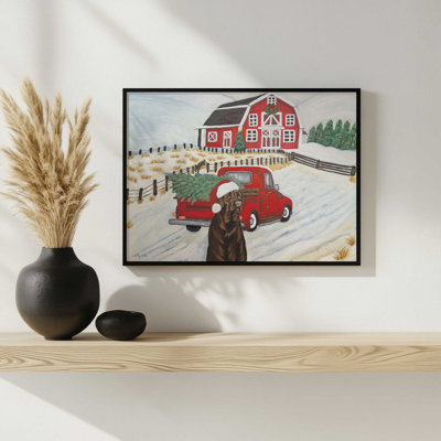«Farm Dog at Christmas» par Ashley Justice, reproduction d'art