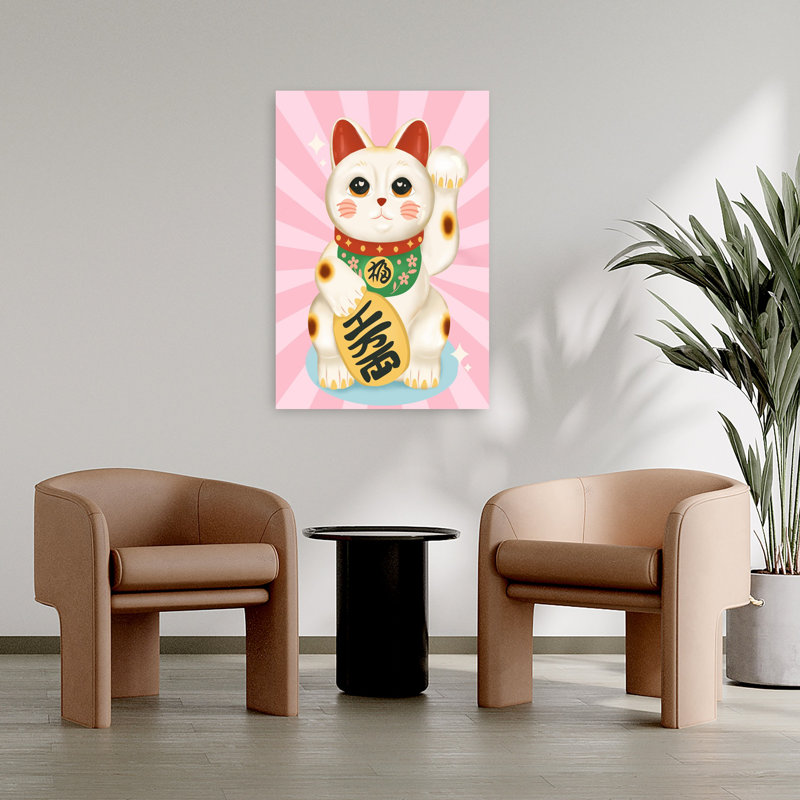 Art mural Maneki Neko, H 36 po x l 24 po