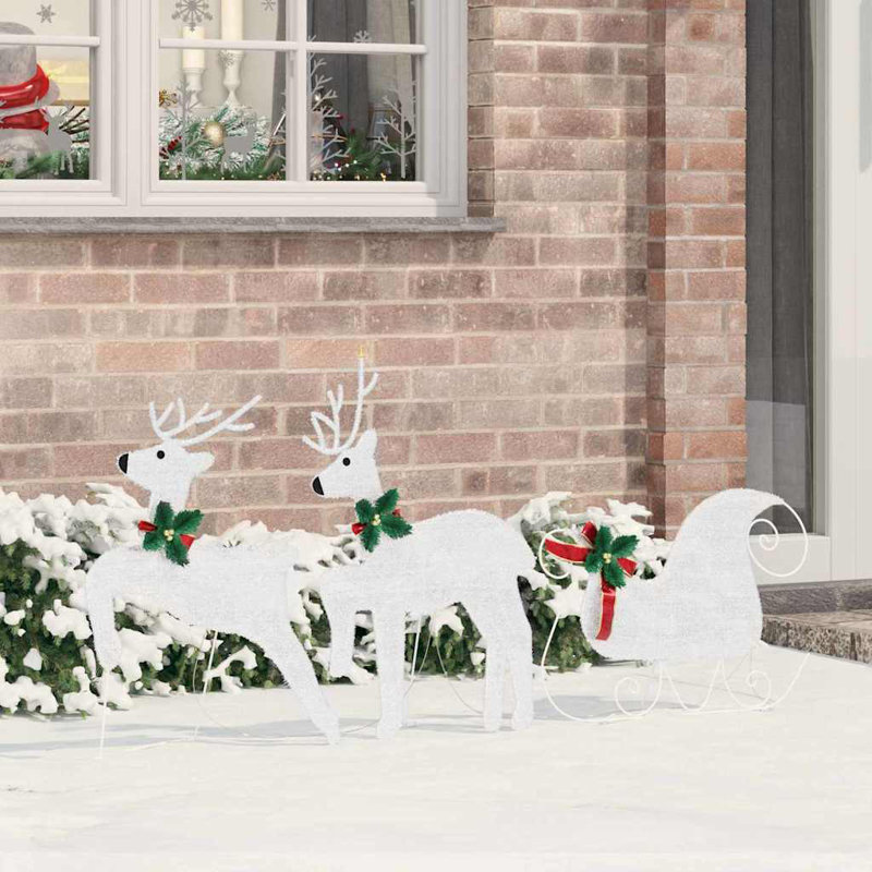 vidaXL LED Reindeers Fabric, Cold White