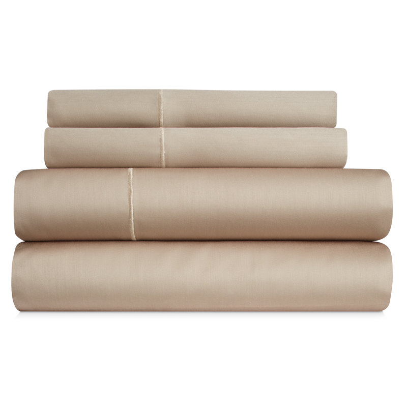 Ensemble de draps 4 pièces Bibb Home, Taupe, Ensemble de draps pour très grand lit avec deux t