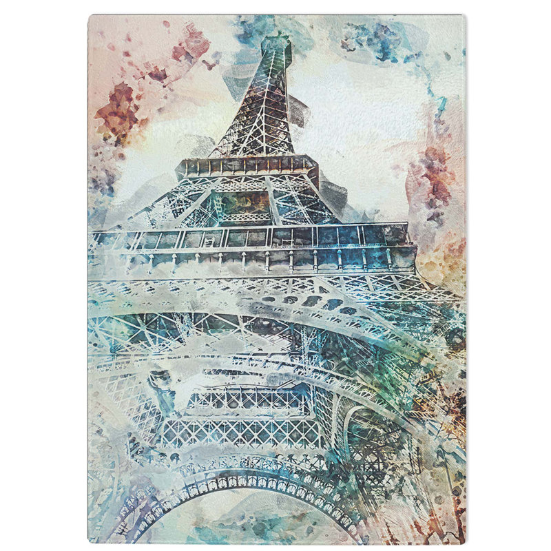 Tempered Glass The Eiffel Tower in Paris in Abstract Chopping Board, 20 cm W x 28.5 cm L