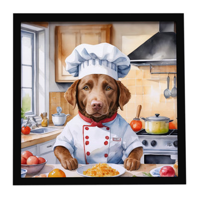 Chesapeake Bay Retriever The Chef Framed Metal Print