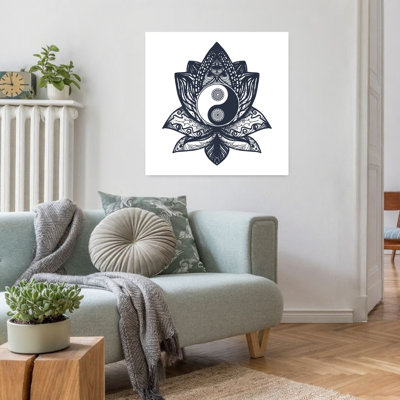 Lotus Yin Yang Harmony Peaceful Contemporary Lotus Flower Nature Wall Art