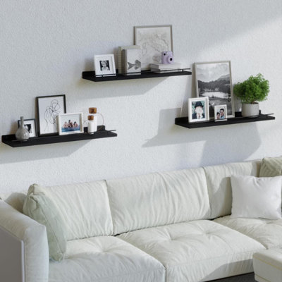 15.7'' W Solid Wood Floating Shelf With Integrated Metal Safety Guardrail (Set Of 3)