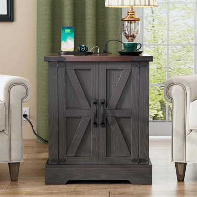 End Table With Storage And Built-in Outlets
