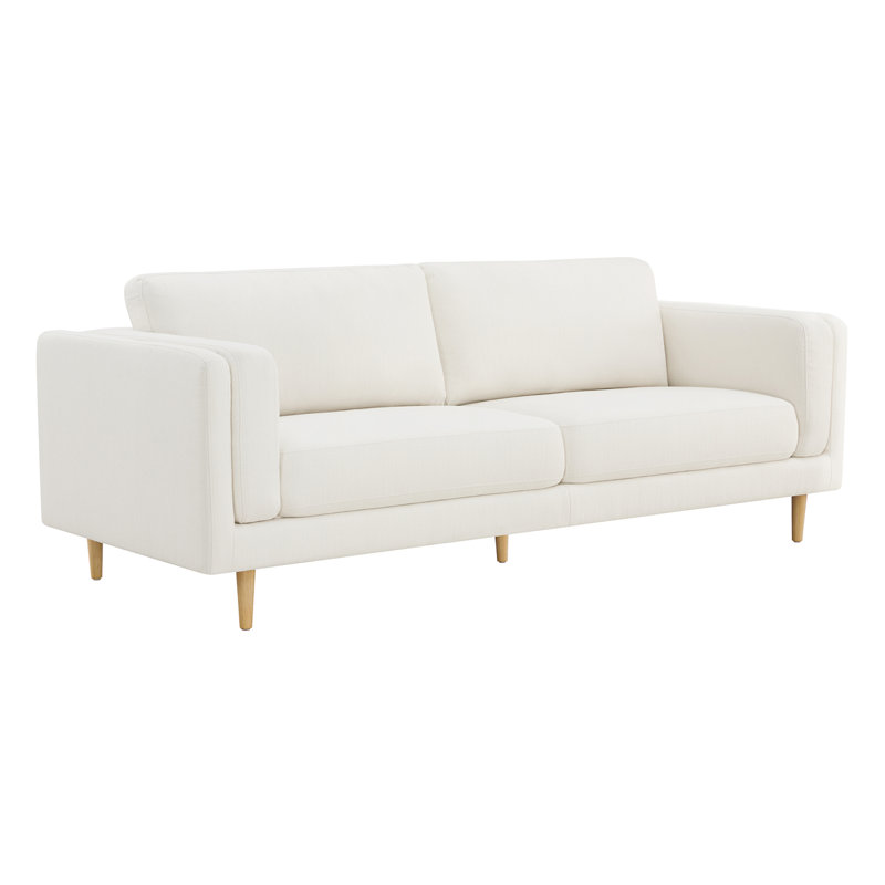 Elowen 90.94‘’Upholstered Sofa with Wood Legs, Flannigan Cotton