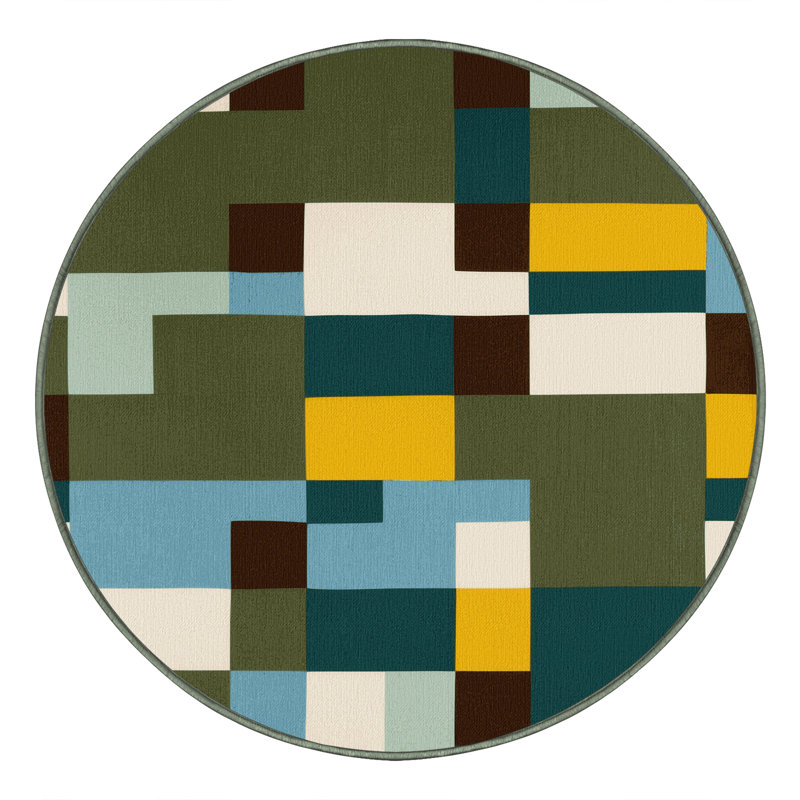 Earthly Grids Rug, Round 7'