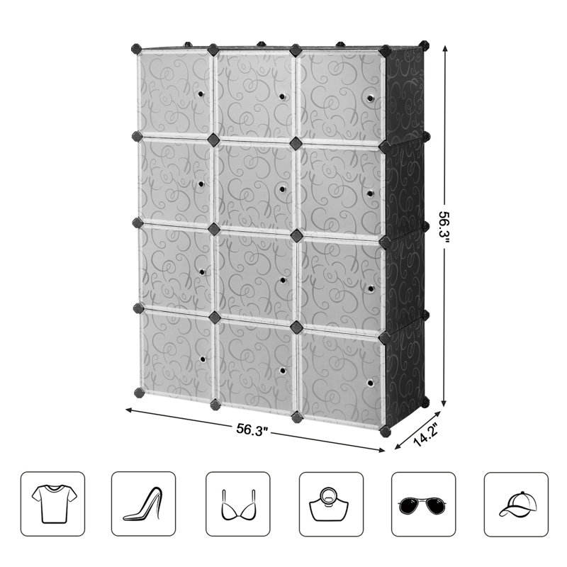12 Pair Stackable Shoe Storage Cabinet