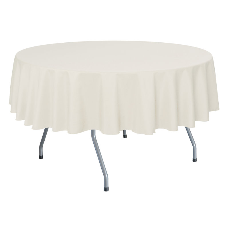 Ultimate Textile - Round Polyester Linen Tablecloth, 84" x 84", 10, Ivory