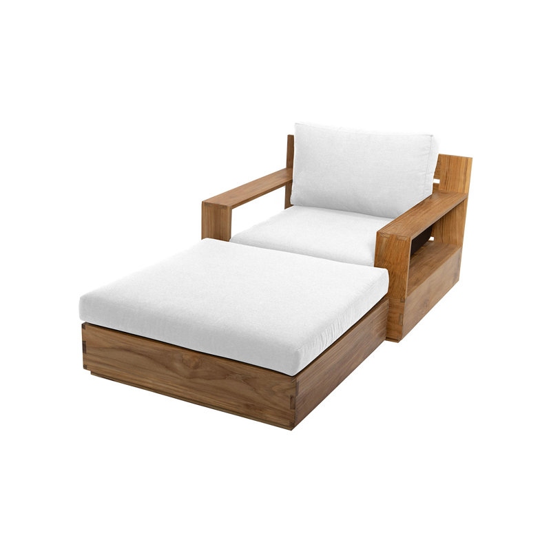 Pacific Outdoor 2 - Piece Teak Conversation Set with Sunbrella Cushions, White