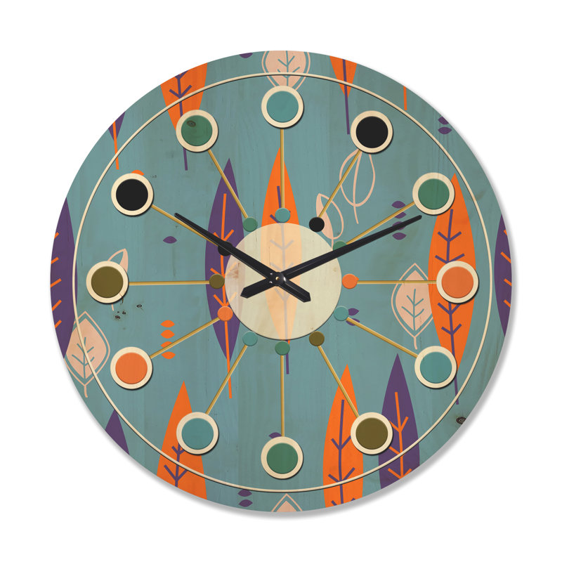 Horloge murale en bois Floral Botanical, Très grand