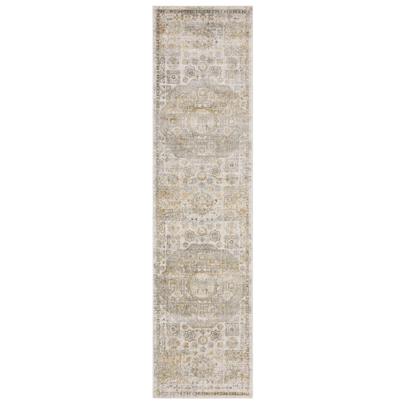 Tapis oriental en laine / viscose noué à la main Eiligio, Tapis de couloir 2 pi 6 po x 10 pi