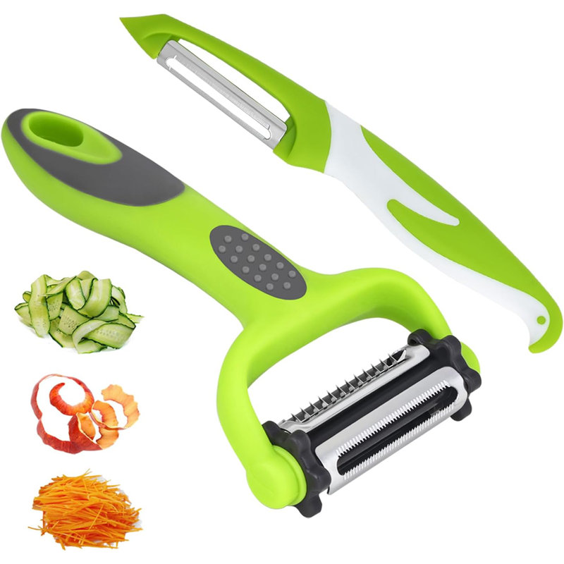 Ensemble 2 pièces pour éplucheur - éplucheur en Y 4-en-1 et éplucheur en forme de I pour légumes, fruits et coupes en julienne