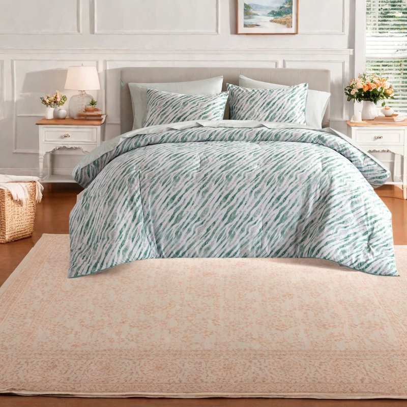 De literie pour grand lit deux pièces, ensemble de chambre à coucher moderne en microfibre de polyester vert