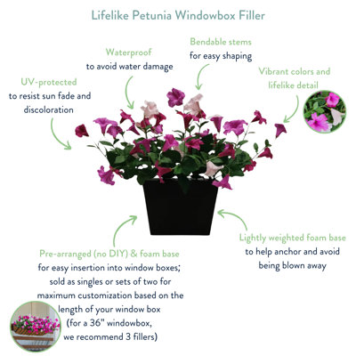 Lifelike Petunia Window Box Filler - Yellow and Orange