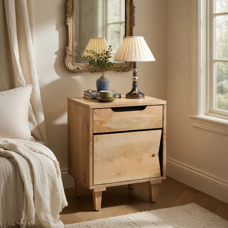 Table de chevet en bois naturel