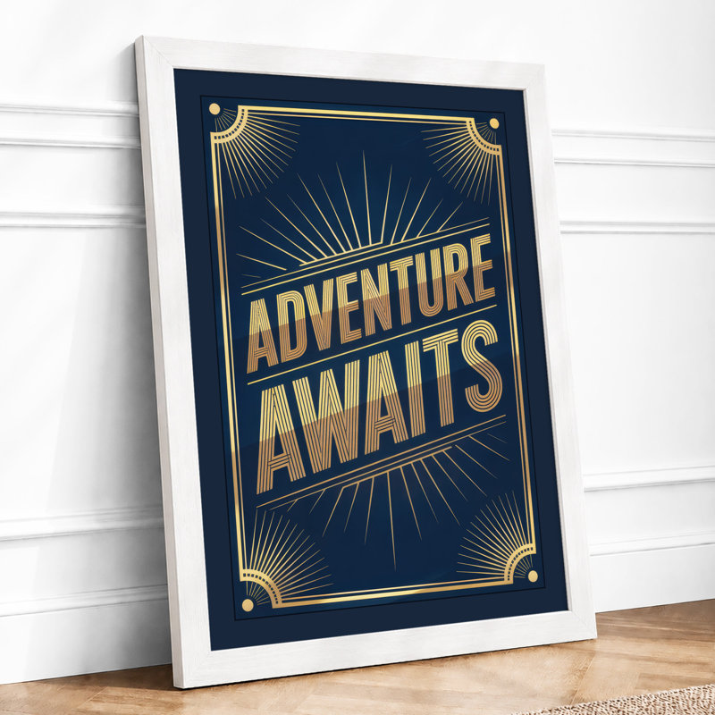Adventure Awaits Art Deco - Framed Print, A4 - 29.7 x 21.0 cm, White