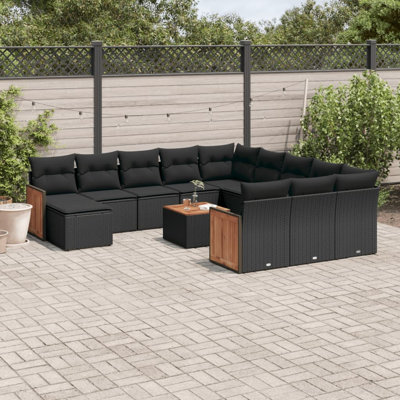  Ensemble de canapé de jardin noir