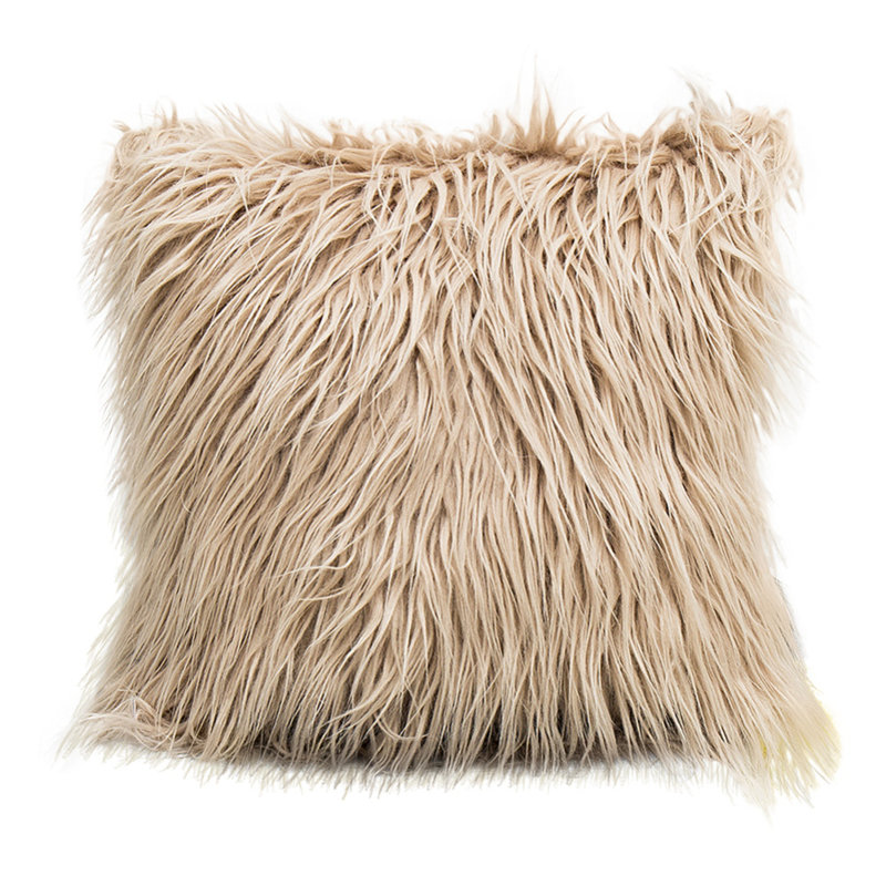 Solid Colour Reversible Throw Pillow, Light Brown