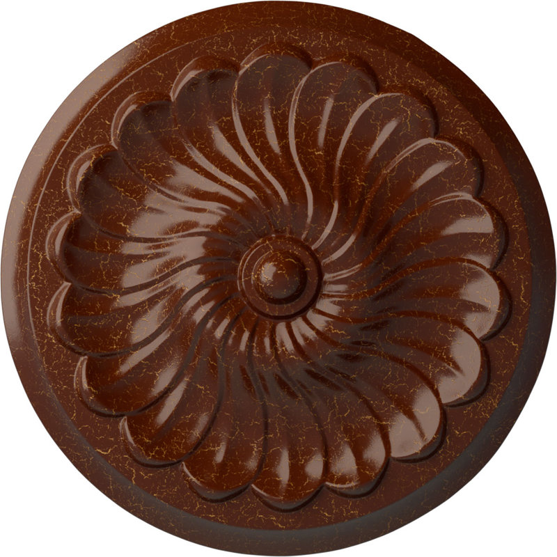 Médaillon de plafond en spirale Endurathane, Acajou poli craquelé