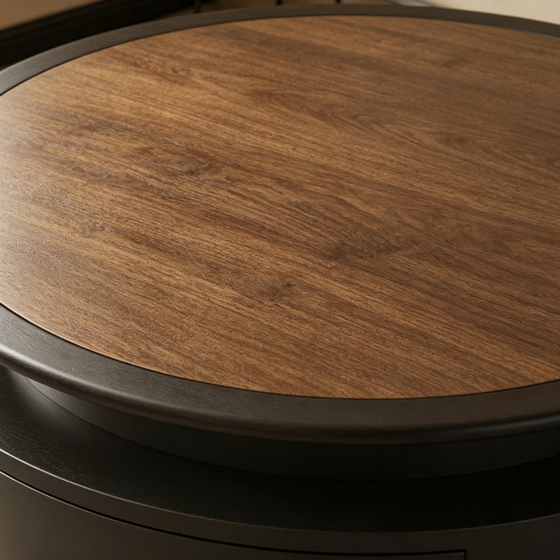 Table basse ronde pour petit salon, 13.77" H x 31.49" L x 31.49" W, Brown