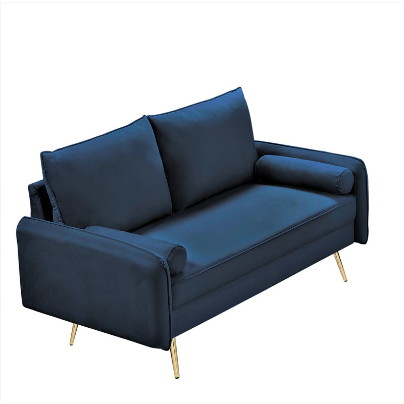 Drema 58'' Velvet Loveseat, Dark Blue Velvet
