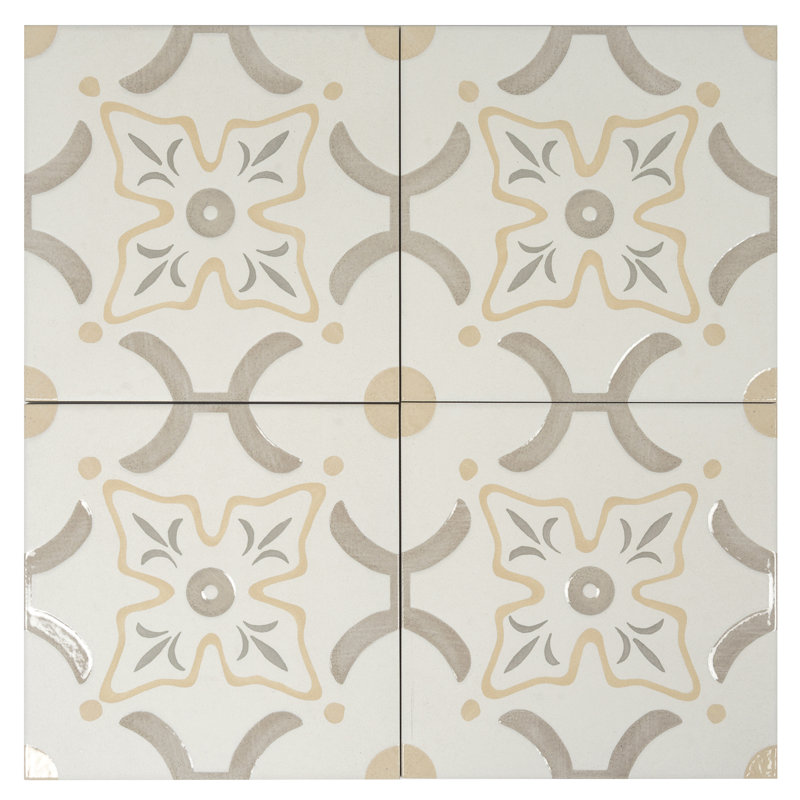 Palmera 9x9 Muted WYG Porcelain Floral Square Wall and Floor Tile (6.96 sq ft/case) - 13 Pack