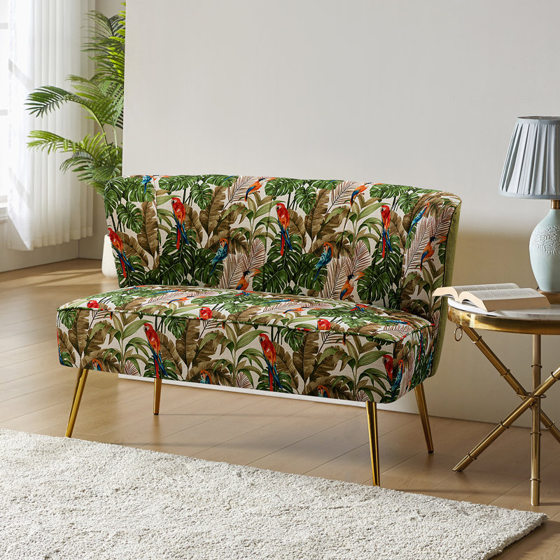 Millersburg Country Upholstered 2 Seat Sofa with Channel Tufted Back, Green