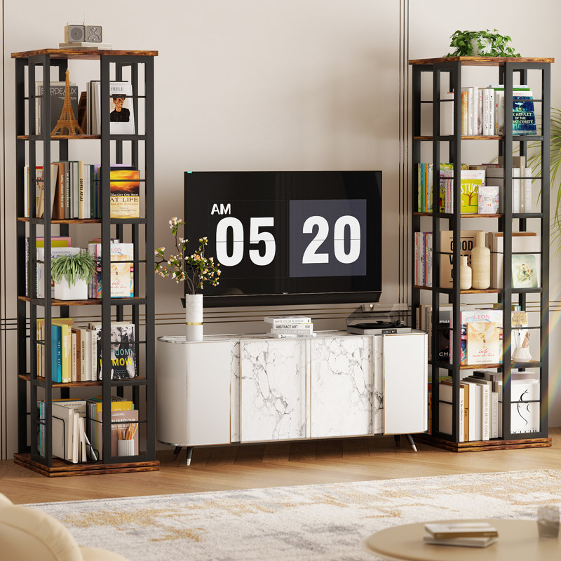 Bibliothèque rotative Coner H 54 po x l 15,8 po x P 15,8 po Fortis, (5 tablettes) H 62,2 po x l 15,75 po x P 15,75 po, Brun