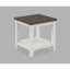 Table de salon en bois 3 pièces avec tablette de rangement ouverte, extrémité carrée rectangulaire blanche et brune