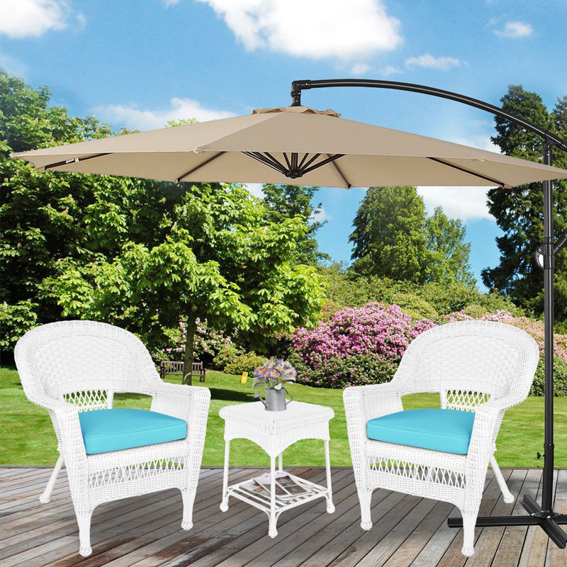 Byxbee 2 - Person Patio Conversation Set with Cushions, White, Sky Blue