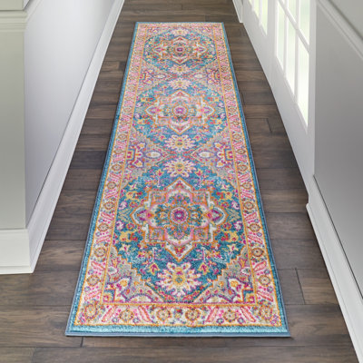Tapis bleu sarcelle / rouge Verda