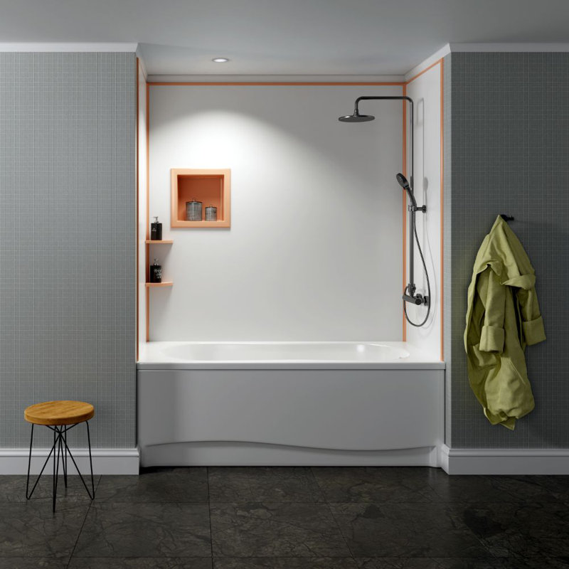 Mur de douche à quatre panneaux H 96 po x P 48 po, Beige