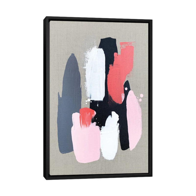 Pink Black And Grey III - Print on Canvas, Black Framed, 101.6 cm H x 66.04 cm W
