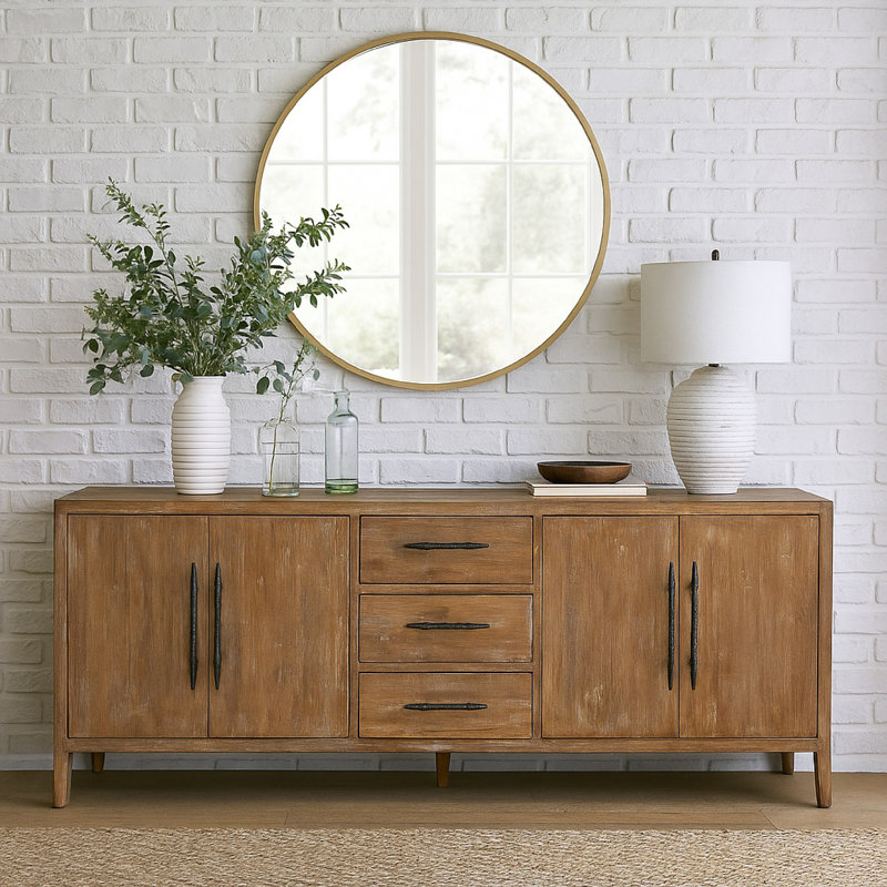 Buffet Tuley, buffet, 3 tiroirs, 2 armoires, brun, 91 pouces