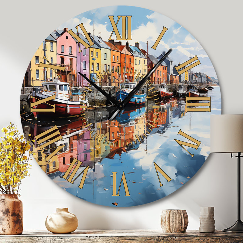 Horloge murale Ireland Face Reflectionsan I - Cityscapes Golden Face, Grand