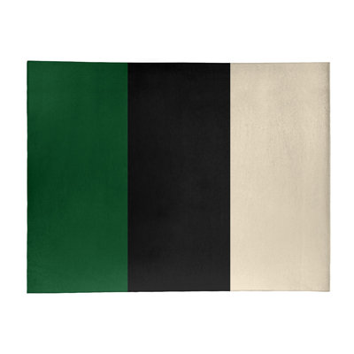 Tapis rayé vert / noir / crème