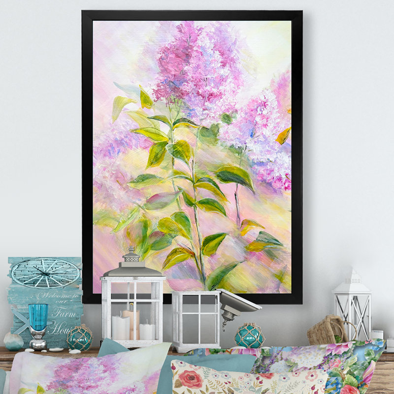 Modern Purple Lilac Flowers III " Modern Purple Lilac Flowers III ", Black Picture Frame Canvas, 20" H x 12" W x 1" D