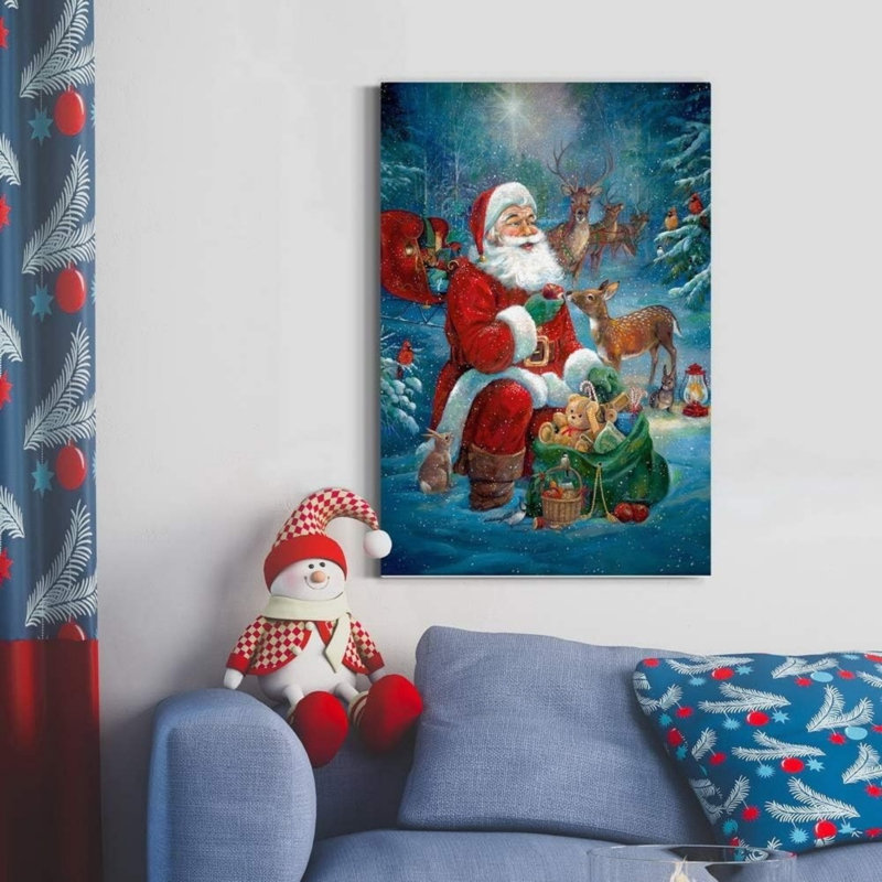 Art mural en toile sans cadre 24 "x 36" Santa's Pit Stop