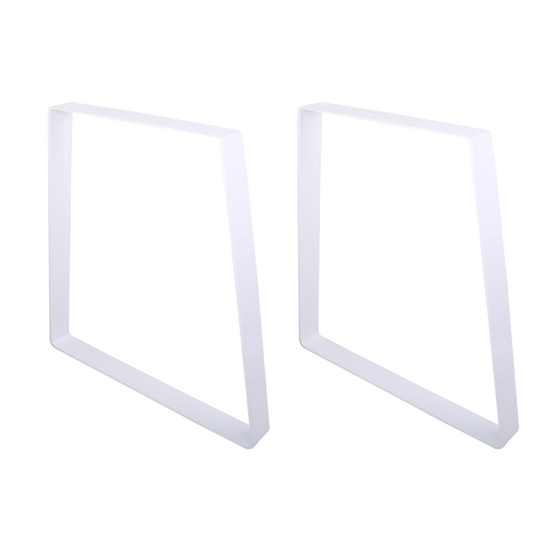 2 X 28"dining Table Legs,trapezoid Solid Steel Table Legs,set Of 2,white